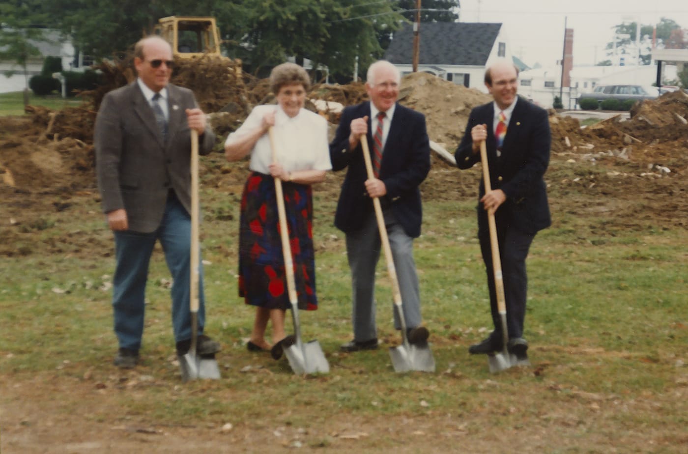 The Jackson family at the groundbreaking for the new Beverly Avenue facility — shovels on freshly turned ground
